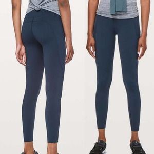 Lululemon Fast & Free 7/8 Tight II *Nulux 25" True Navy  size 10 full length gym